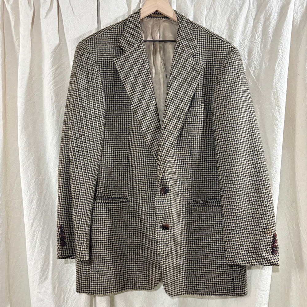 Polo University Club Ralph Lauren Wool Houndstooth Blazer Sport Coat Mens 43T
